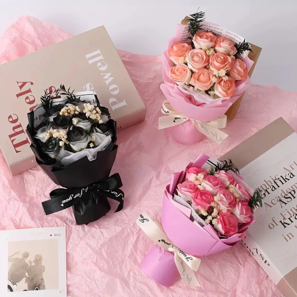 Mini 9-Stem Preserved Rose Bouquet with Baby's Breath