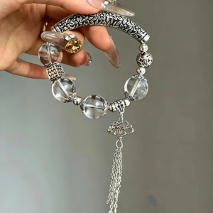Tibetan Silver Clear Quartz Bangle