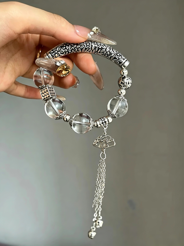 Tibetan Silver Clear Quartz Bangle