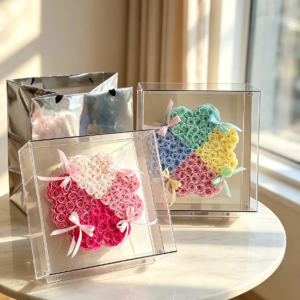 Hand‑Crafted Heart‑Shaped Preserved Rose Acrylic Box