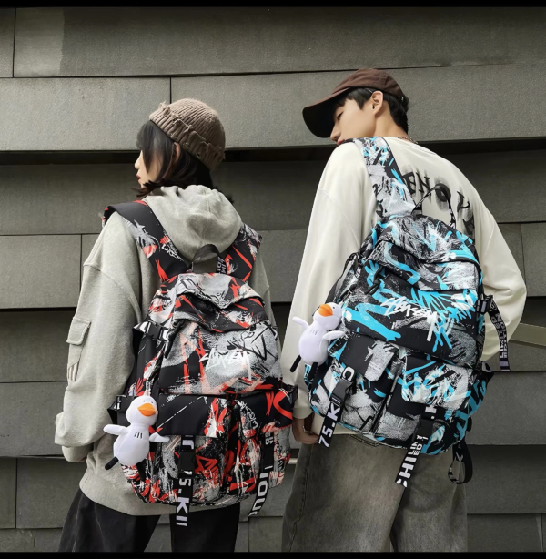 Trendy Graffiti Large‑Capacity Laptop Backpack