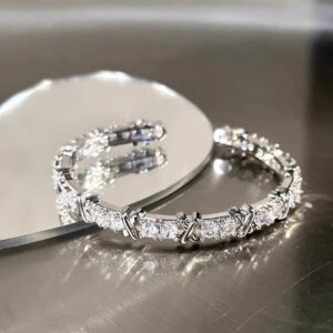 Luxury Silver Sparkling Open Cuff Bangle