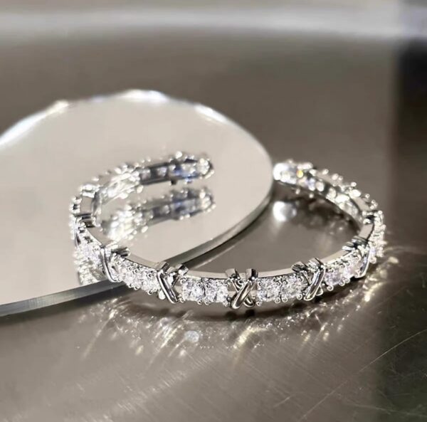 Luxury Silver Sparkling Open Cuff Bangle